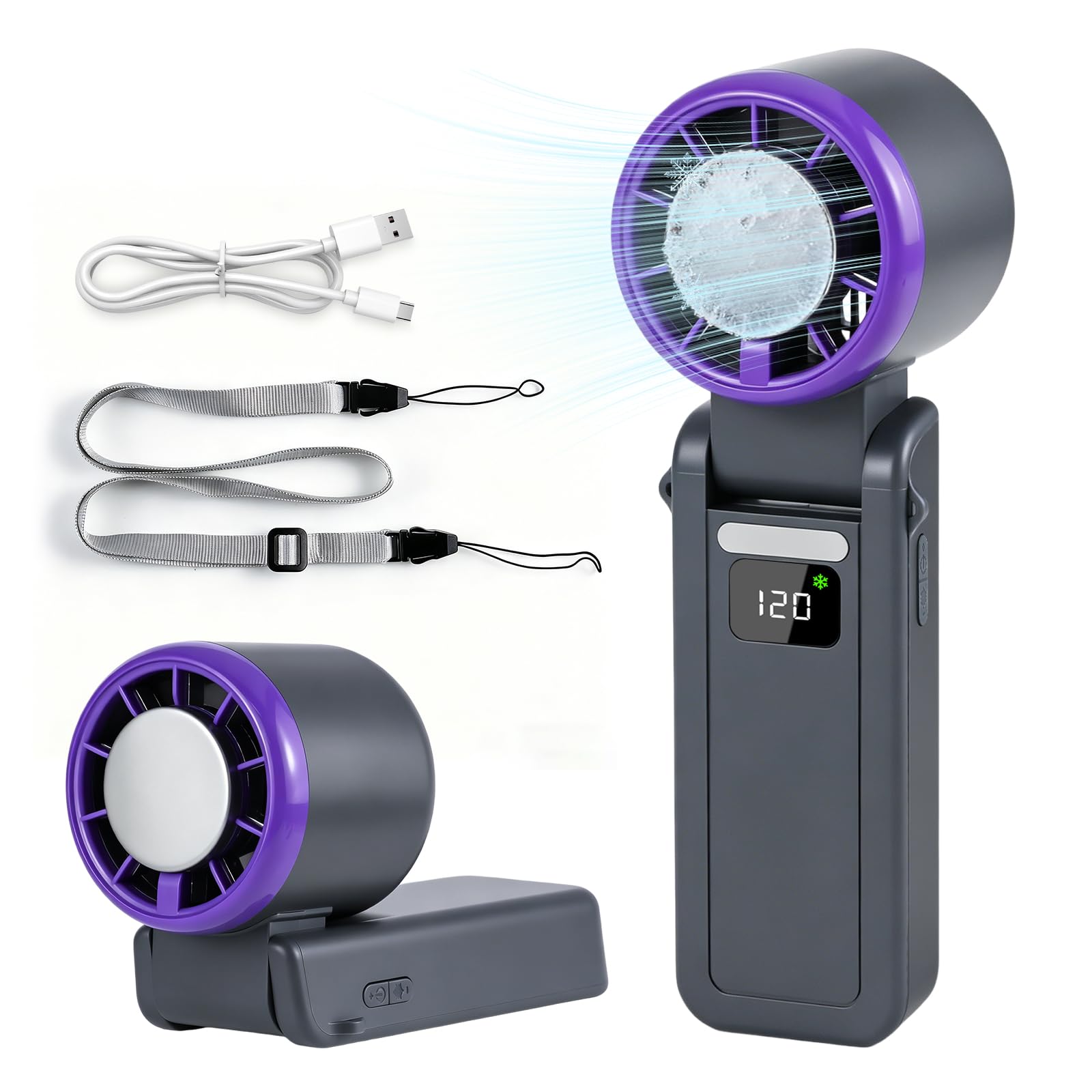 Ventilateur pliable rafraîchissant doté de 120 vitesses et affichage LED intelligent