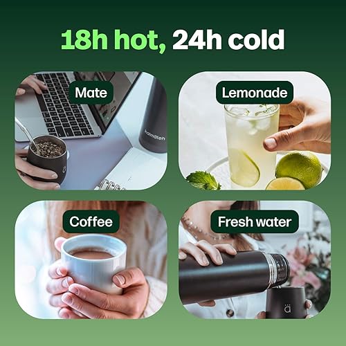 Vista 26 de KALMATEH Botella térmica moderna y elegante de doble pared aislada al vacío de acero inoxidable de 33.8 fl oz, vertido preciso y retención de calor