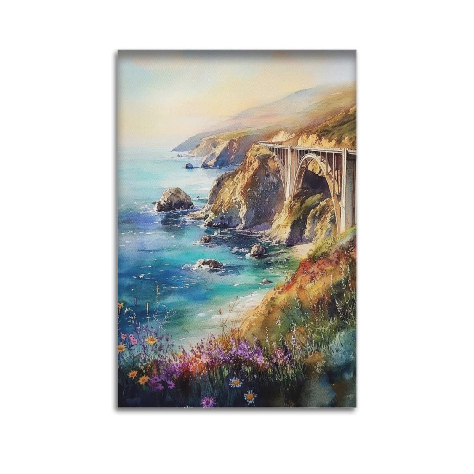 xiaoxiaoshen Big Sur California Coastal Landscape E Canvas Poster Wall Art Prints Room Aesthetic Murals Bedroom And Living Decorations 24x36inch(60x90cm)
