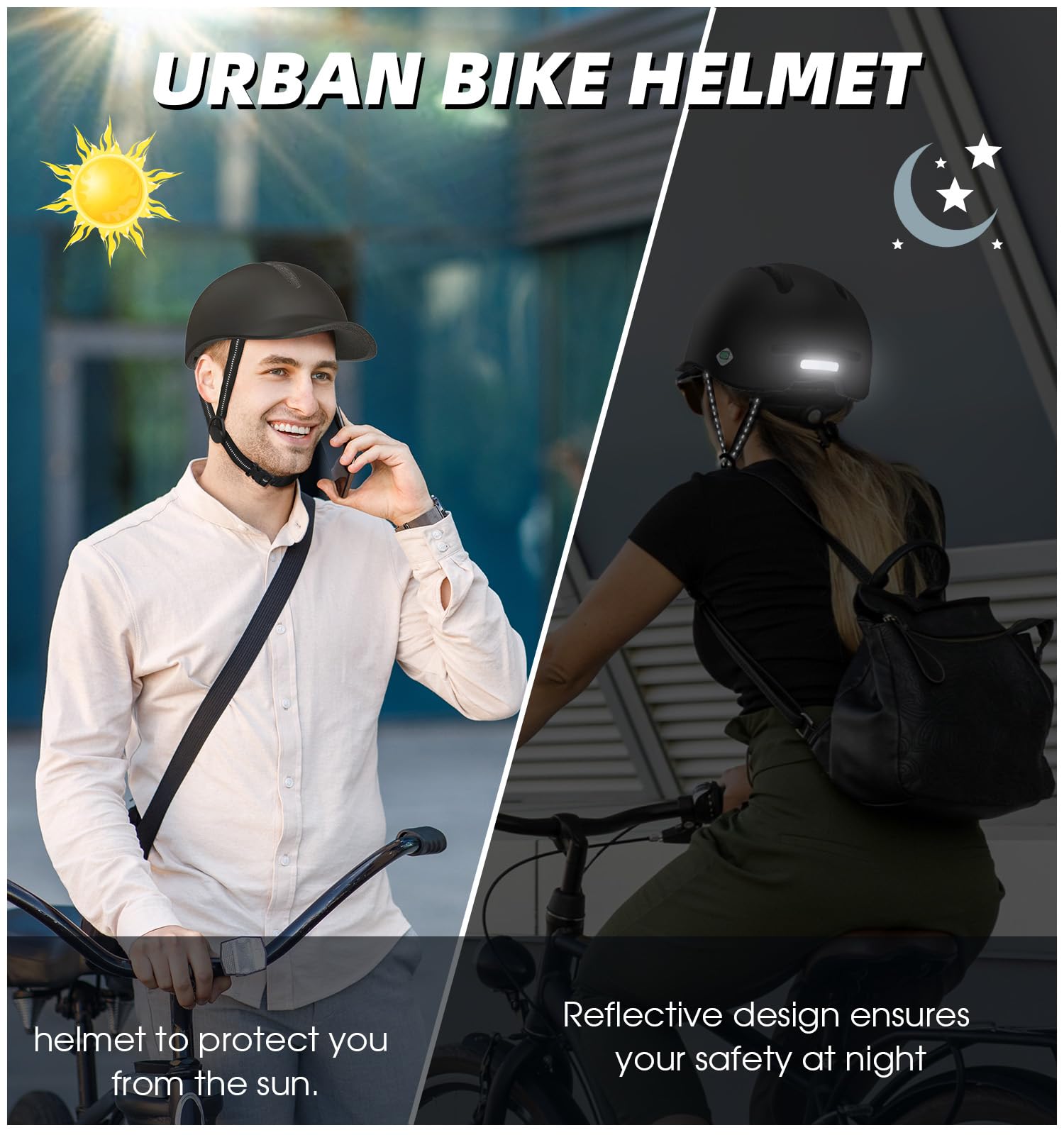 KINGLEAD Fahrradhelm,Urban Commuter Helm,Stylischer Fahrrad Helm Herren und Damen für Radfahren Trekking City Roller Herren Verstellbarer