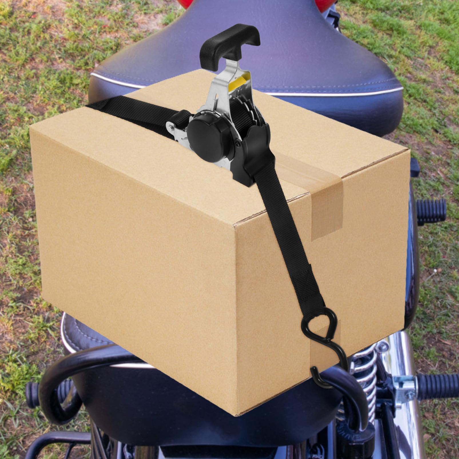 Automatischer Zurrgurt aus Polyester mit Ratsche Vielseitiger Befestigungsgurt zur Ladungssicherung von Gepäck und Motorrad mit 0,68 Tonnen Tragkraft