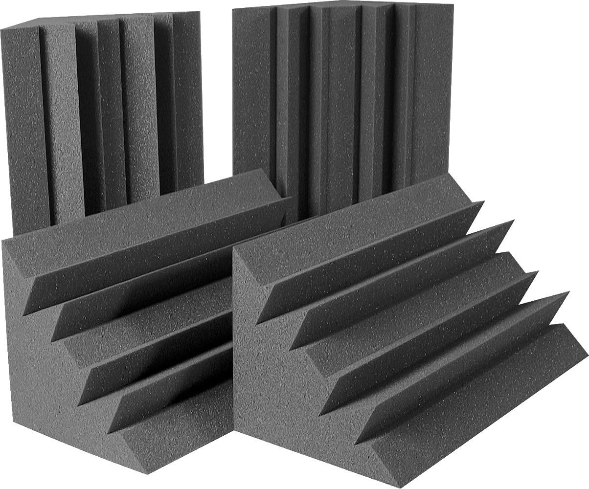 Auralex Acoustics LENRD Acoustic Absorption Bass Traps, 24" x 12" x 12", 4 Pack, Charcoal