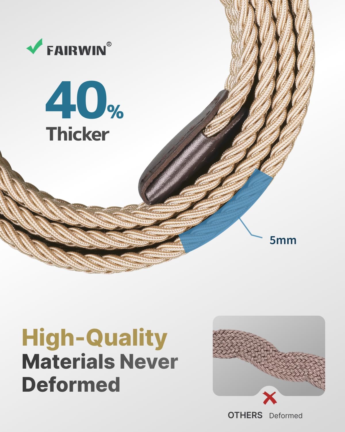 FAIRWIN Men's Golf Belt, Stretch Braided Elastic Woven Casual Jeans Belts 1 3/8" Nylon Web Work Belts for Men - Image 4