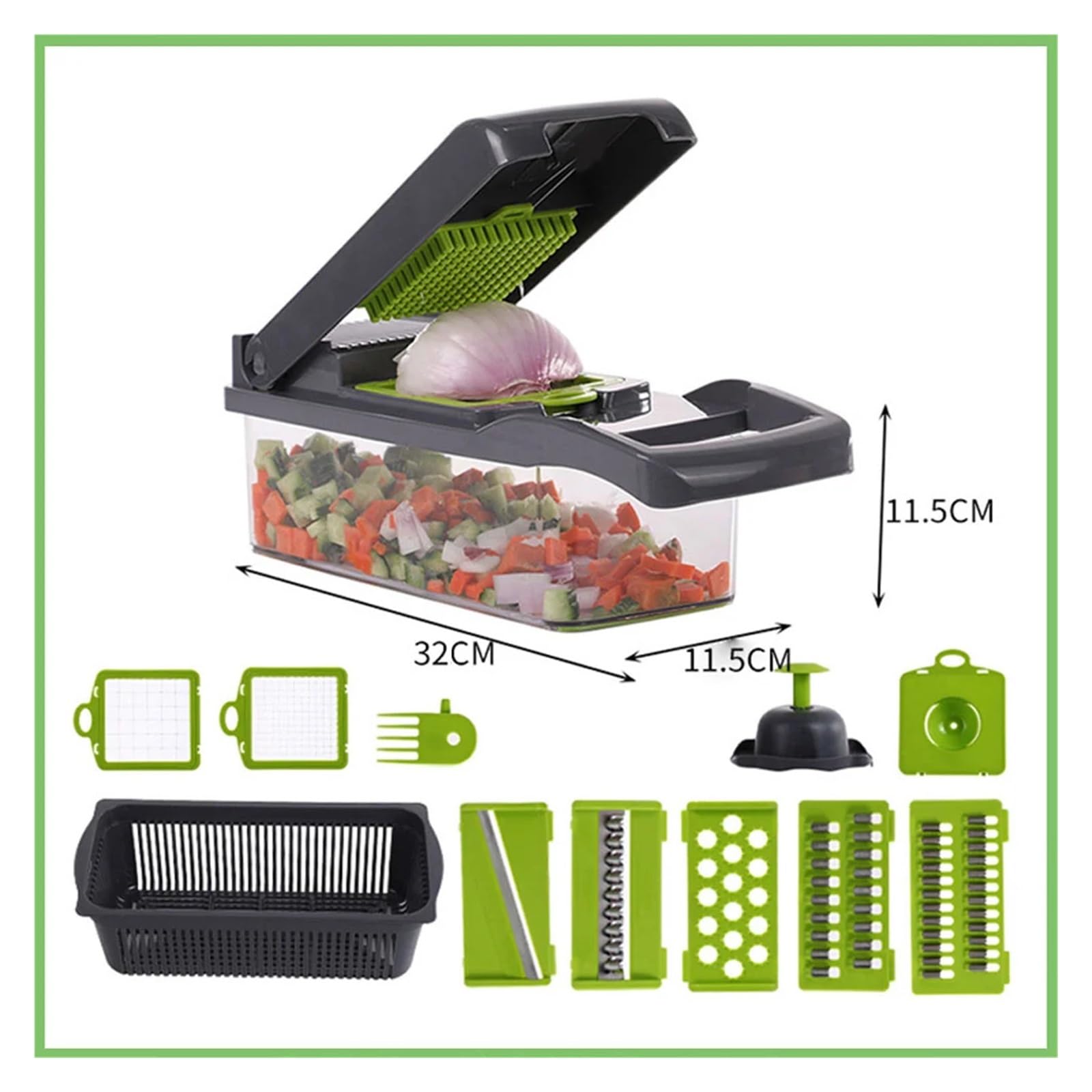 Multifunktionale Würfelklingen, Slicer, Schredder, Obstschäler, Kartoffel, Käse, Abfluss, Reibe, Zerkleinerer, kompatibel mit Küchenutensilien(C)