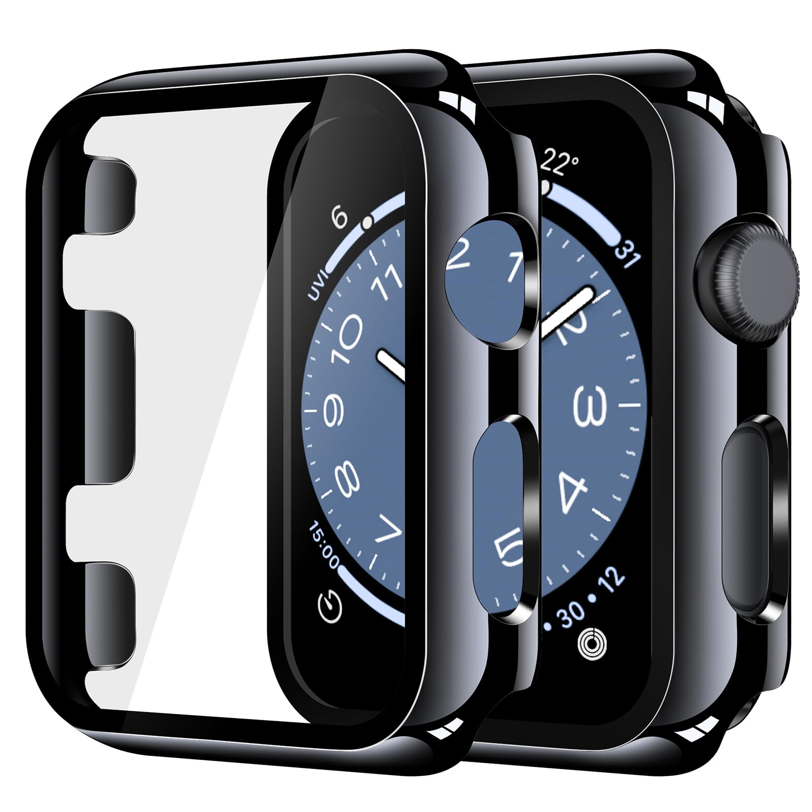 Misxi 2 Pack Tempered Glass Case Compatible for Apple Watch Series 3 Series 2 38mm, Hard PC Screen Protector Overall Protection Ultra-Thin Lightweight Scratch-Resistant Cover for iWatch, Jet Black Jet Black(2-Pack) 38mm (Series 3/2)