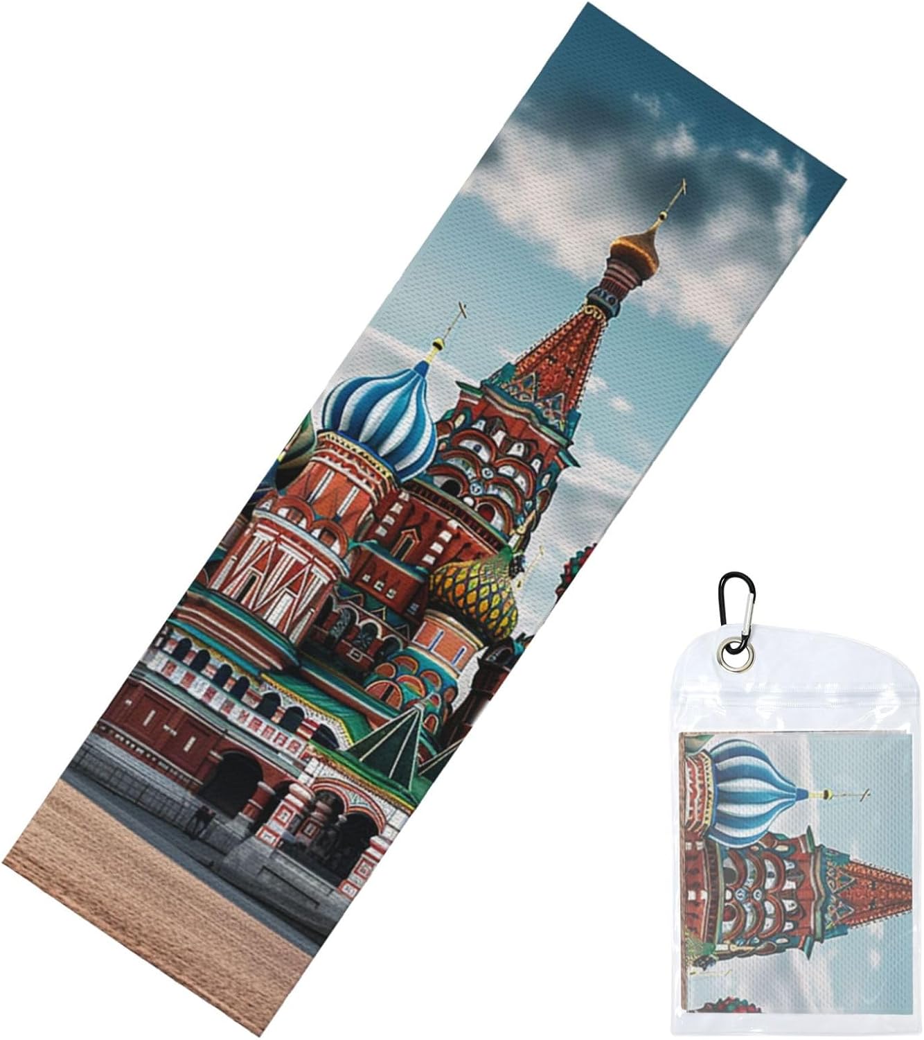 St Basil Cathedral Red Square in Moscow Cooling Towel Cold Exercise Towel, Soft Breathable Ice Towel Microfiber Gym Towel with PVC Pouch for Yoga Golf Gym Fitness 40″X12″