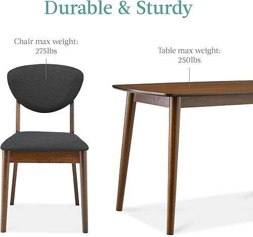 Miniatura 6 de Best Choice Products Juego de comedor de 5 piezas, mesa y juego de sillas compacto moderno de mediados de siglo para el hogar, apartamento con 4