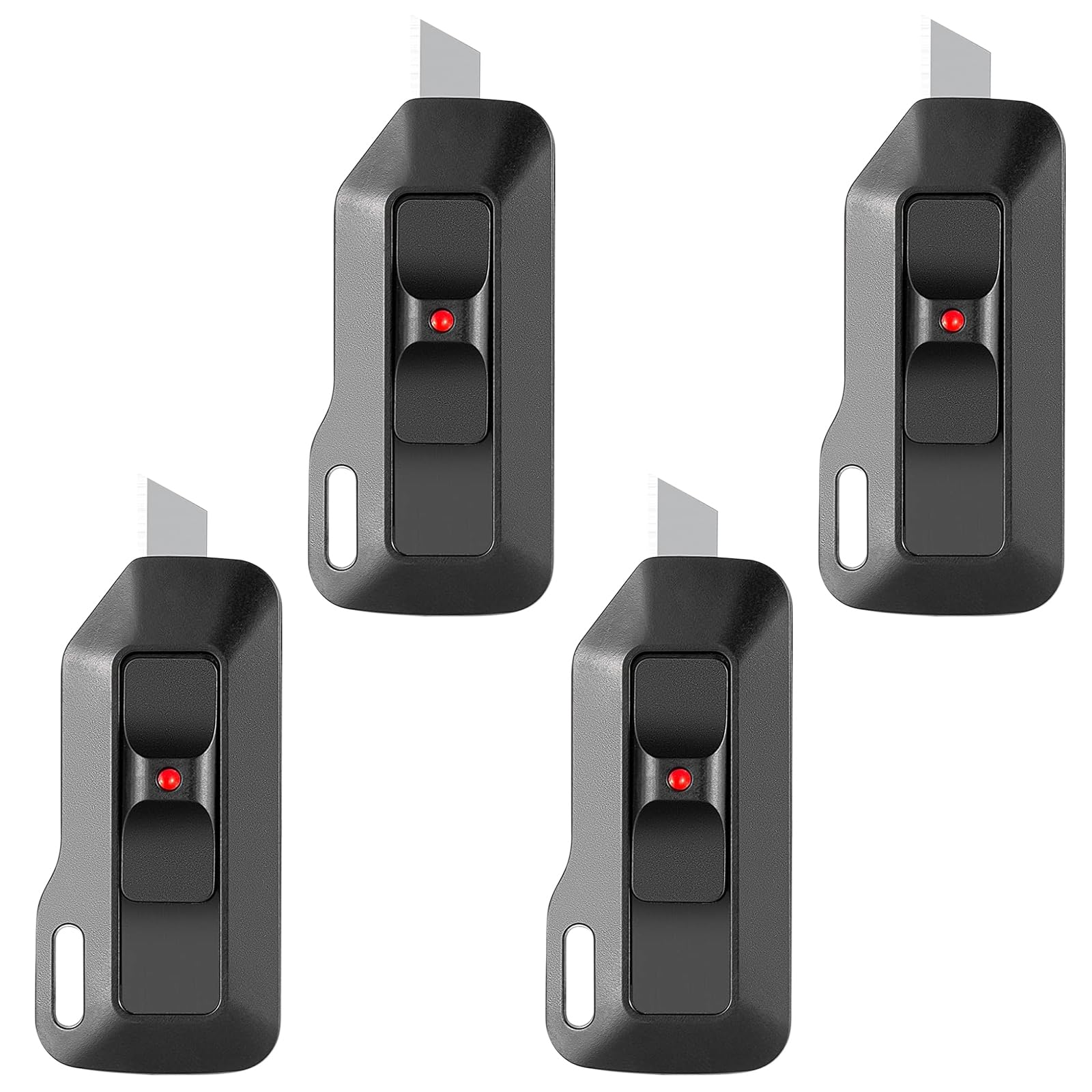 Mini Utility Box Cutters, 4Pcs Retractable Box Openers, Mini Art Box Cutters, Letter Openers, Steel Blade, Box Cutters with Key Chain Hole, Blade Retracts Automatically, Built-in Magnet, Black