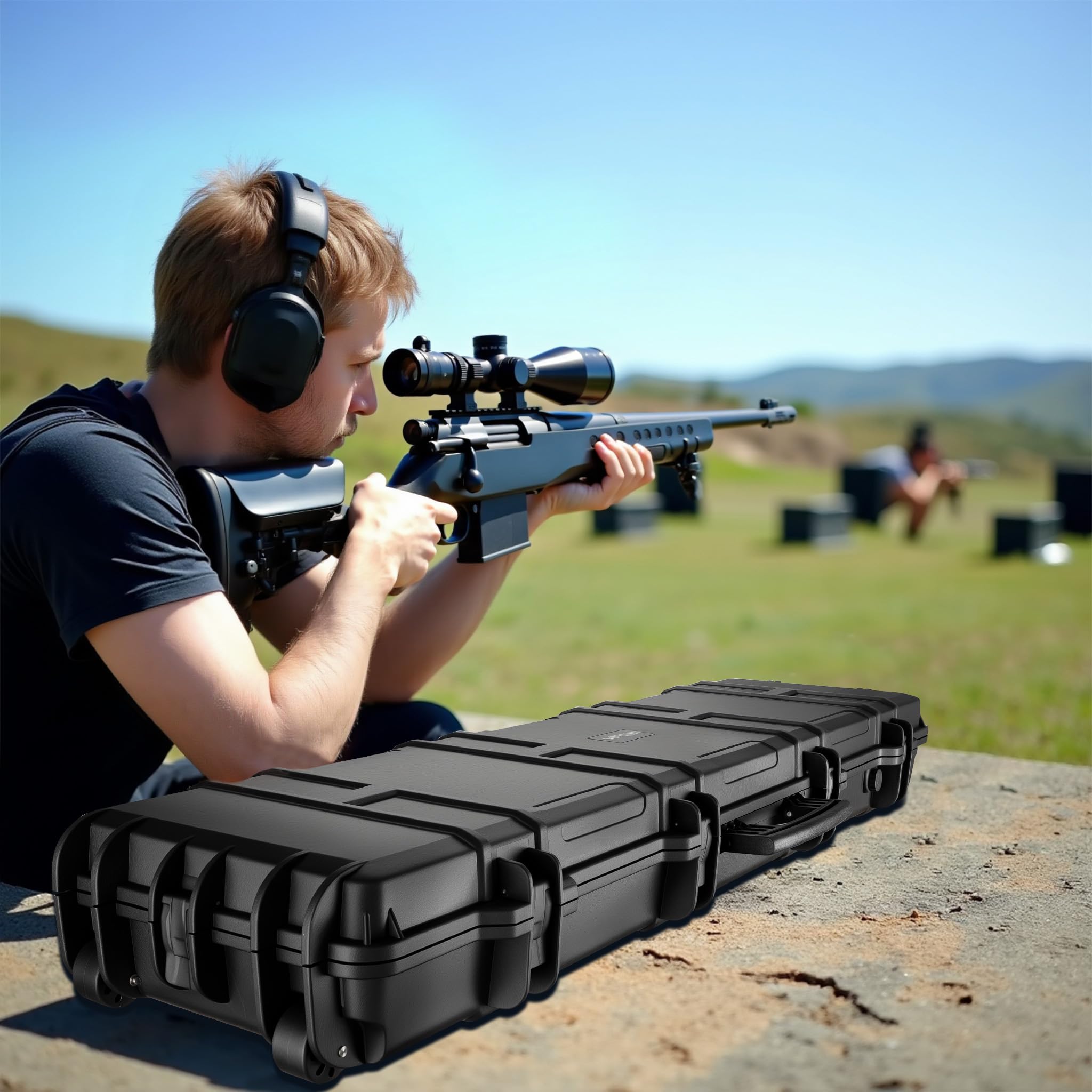 WilTec Maletín para Armas largas con Espuma pre-Cortada Compacto y Ligero de PP para Transporte Seguro de Rifles y escopetas con asa ergonómica
