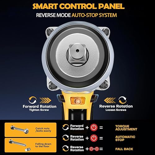 Miniatura 5 de Llave de impacto inalámbrica de 12 pulgada, destornillador de impacto de potencia sin escobillas de 650 pies-libras (800 N.m), pistola de impacto de