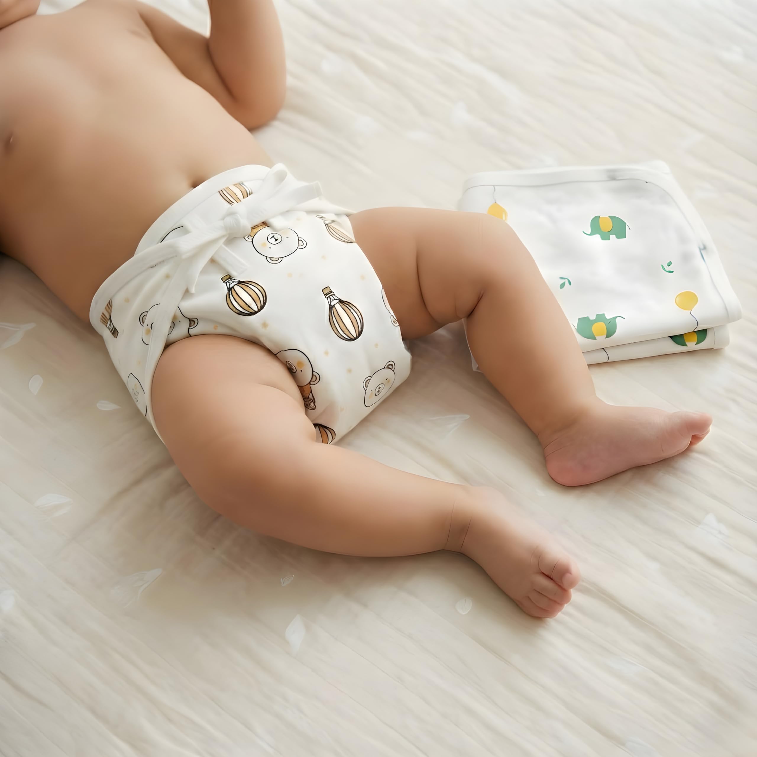 Blushbaby Pack of 6 - Pure Cotton Padded Nappy for Newborn Baby 0-3 Months | Double Layered, Extra Soft & Breathable Cotton Langot | Reusable & Washable Cotton Nappy for Baby Boy & Girl | Newborn Baby Essentials