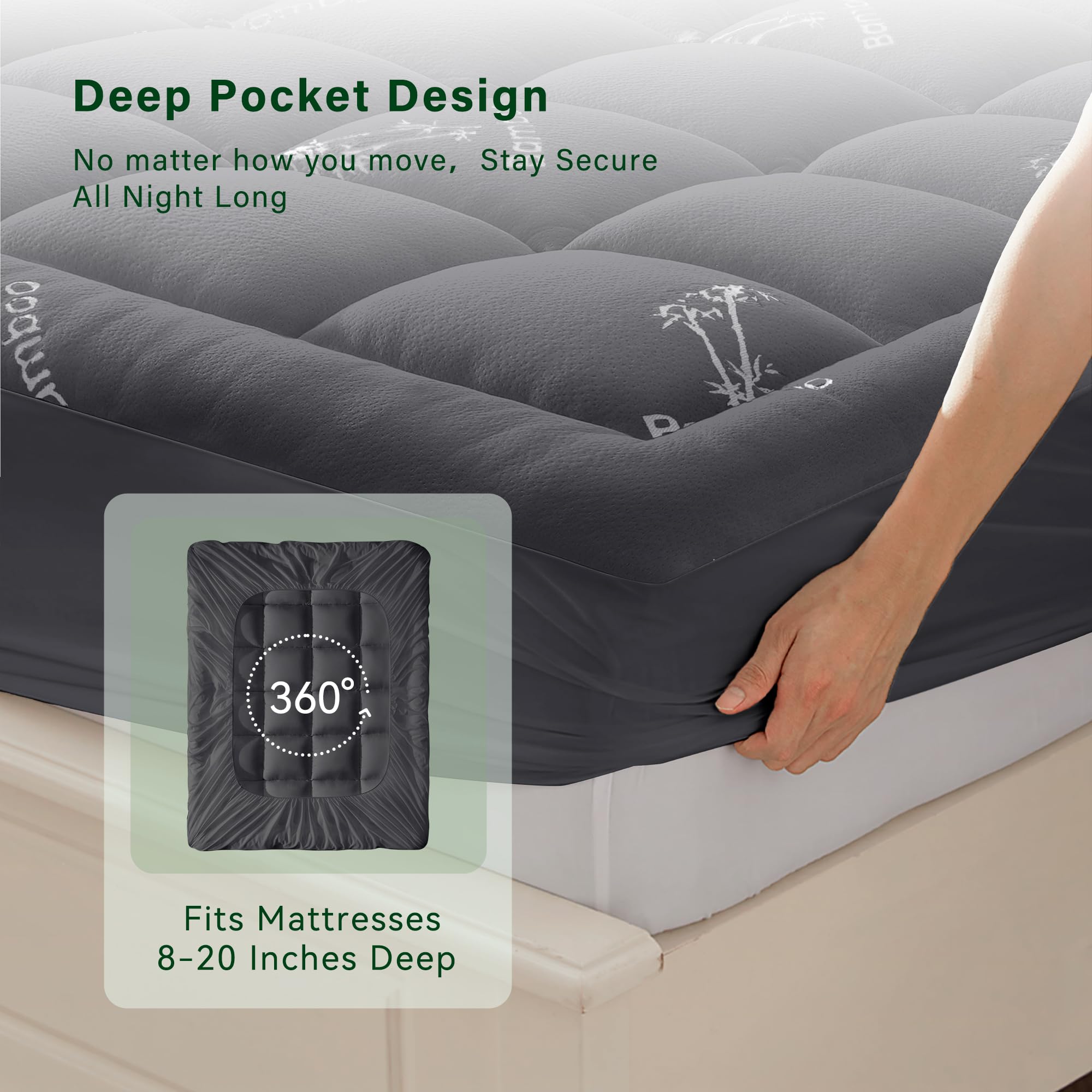 Anluoer Full Size Memory Foam Mattress Topper – Extra Thick Pillow Top For Back Pain Relief