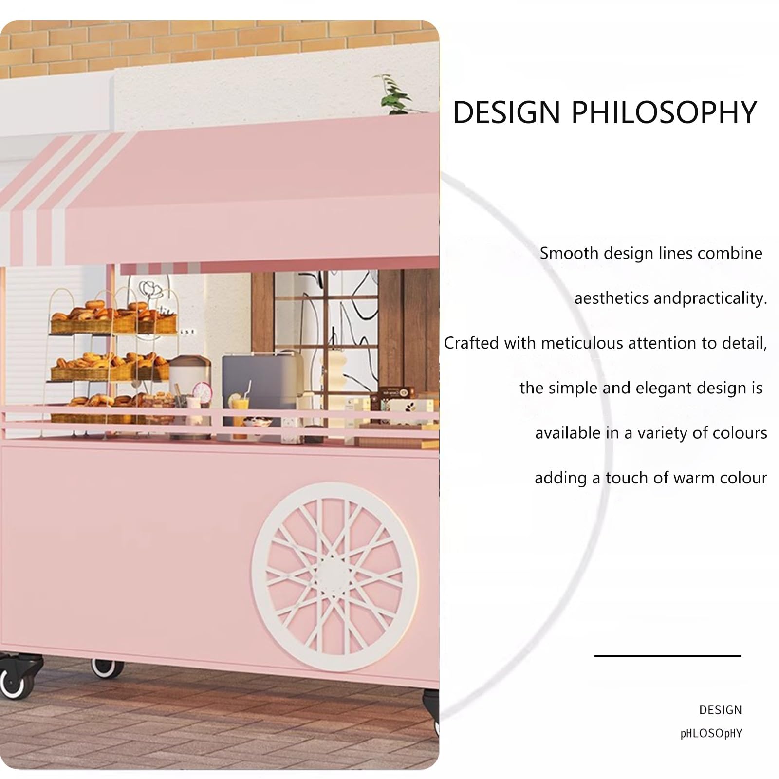 Mobiler Präsentationsständer Mit Feststellbaren Rädern, Tragbarer Imbisswagen Mit Überdachung, Für Markt, Street Food & Events(Blue,140cm/55.1in)