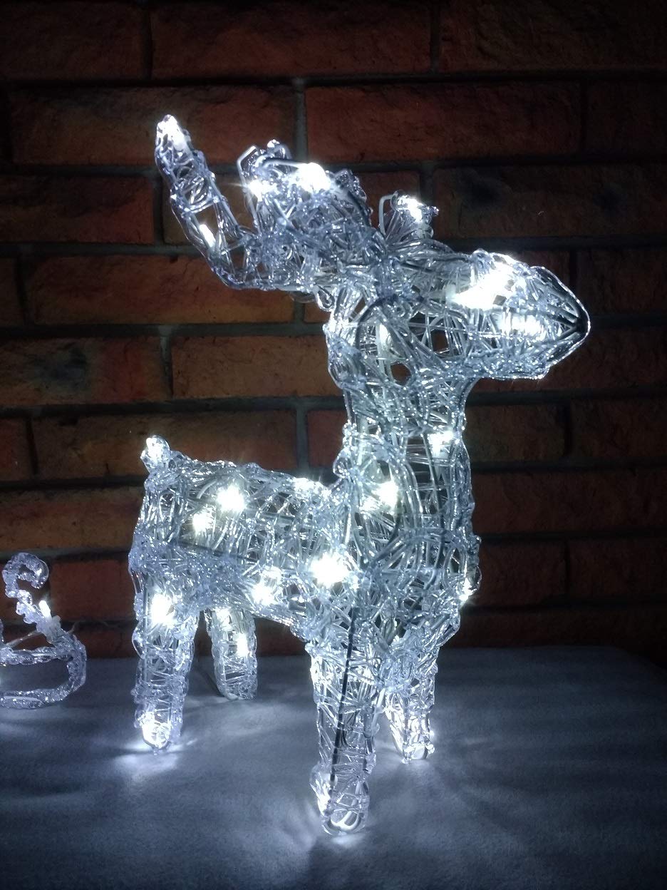 Beleuchtetes Rentier mit Schlitten und 64 LEDs für innen und außen