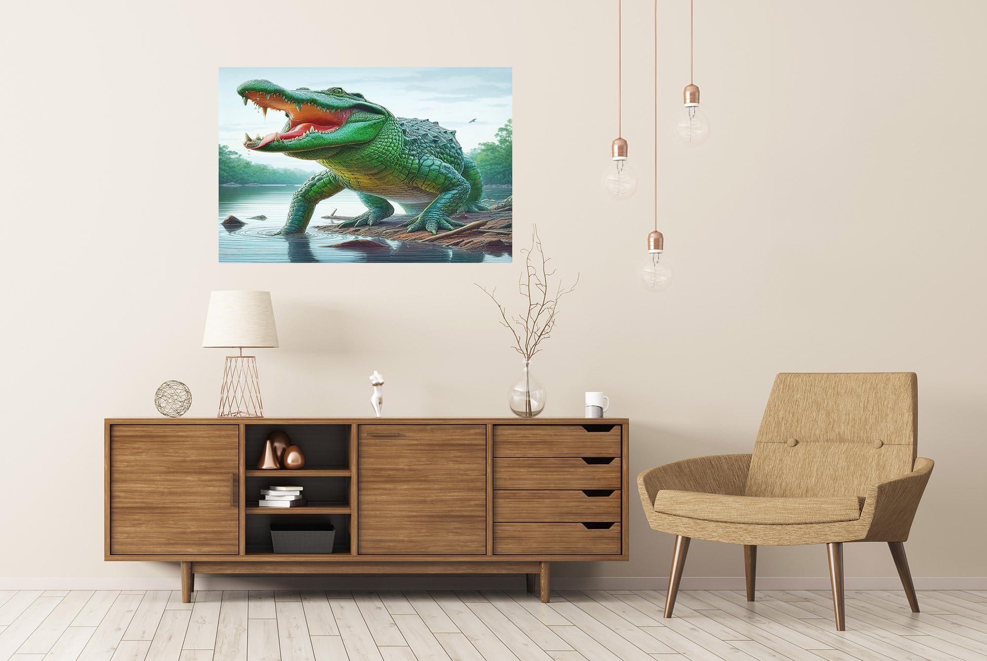 islandburner XXL - Poster gigante a forma di coccodrillo che si soleggia al sole, alta qualità AI