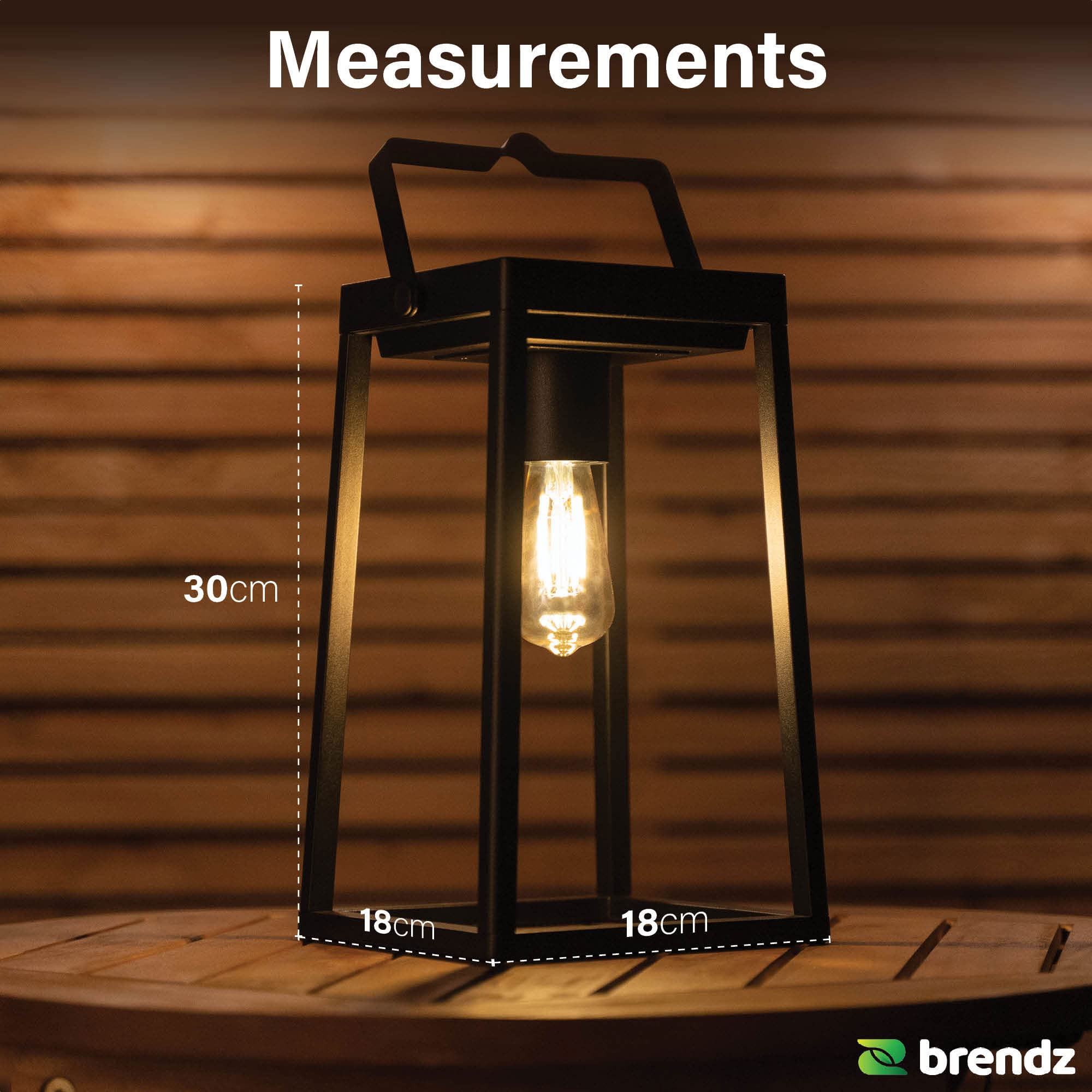Brendz Tischlampe Solar Outdoor, Solar laterne für Außen IP44, Akku aufladbar über USB-C, Gartendeko mit 3 Lichtmodi, ohne Einschaltautomatik, Laterne Solar Außen Wetterfest, Tampa