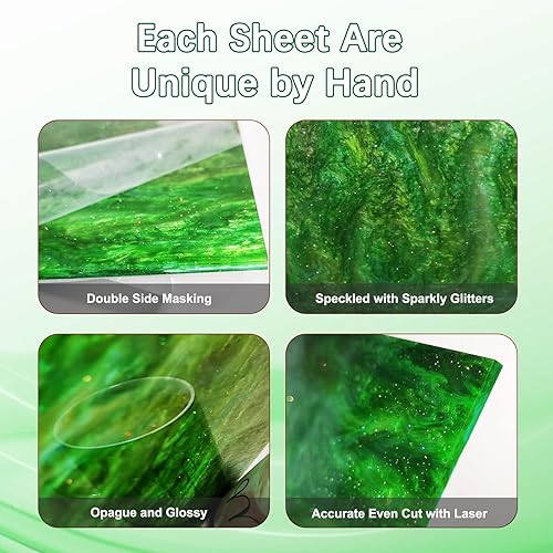 Miniatura 3 de Hoja acrílica nacarada con purpurina para corte láser de 12 x 8 pulgadas, hoja de plástico perlado con ondas de agua brillante de 18 de grosor,