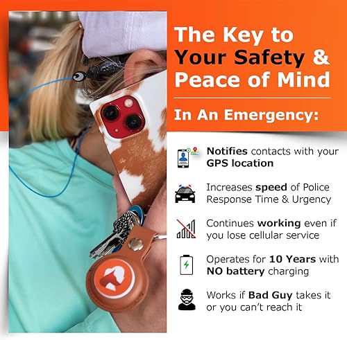 Miniatura 3 de Llavero inteligente de alarma de seguridad personal para mujer autodefensa con ubicación incorporada sirena y alertas de emergencia para amigos y