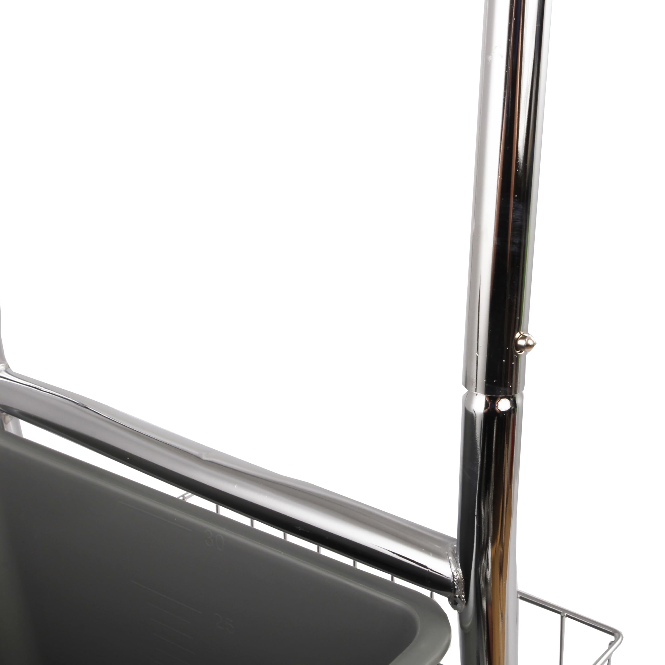 Cubo de Cromo con Asa Extraíble, Carrito de Limpieza de 27 L | Cesta de almacenamiento espaciosa, diseño compacto ahorra espacio, incluye ruedas y medidas de 32 x 32 x 36 cm