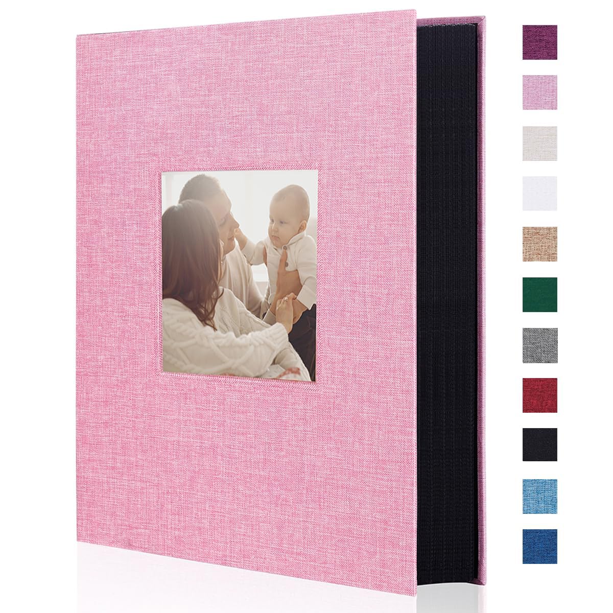 Artmag Fabric Photo Album 4x6 300 Large Capacity for Family Wedding Anniversary Linen Album Holds 300 Horizontal Photos (300 Pockets, Pink)