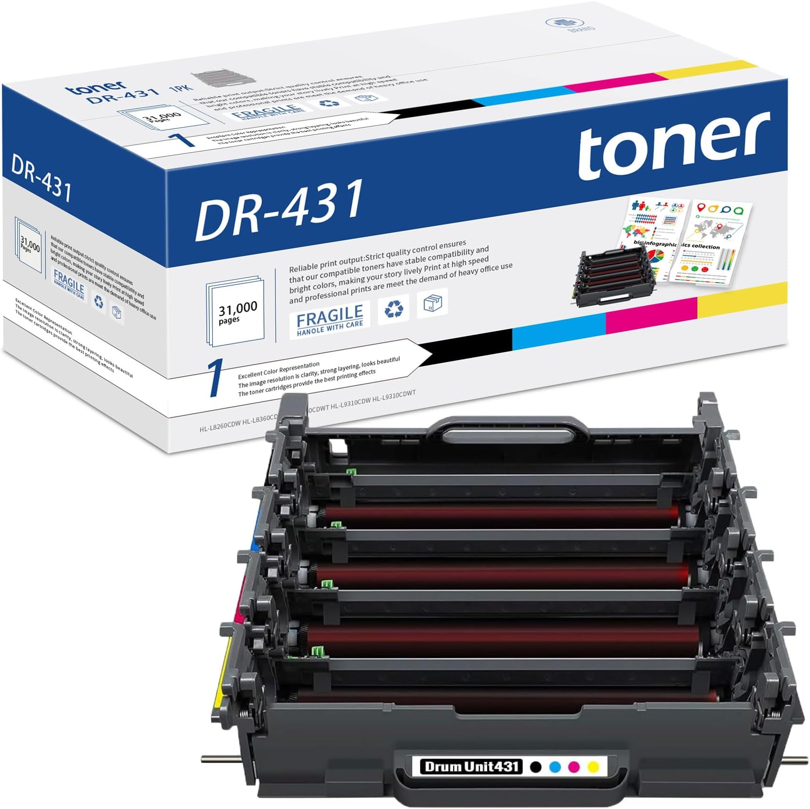 DR 431CL DR431CL Drum Unit Replacement 1Pack Compatible