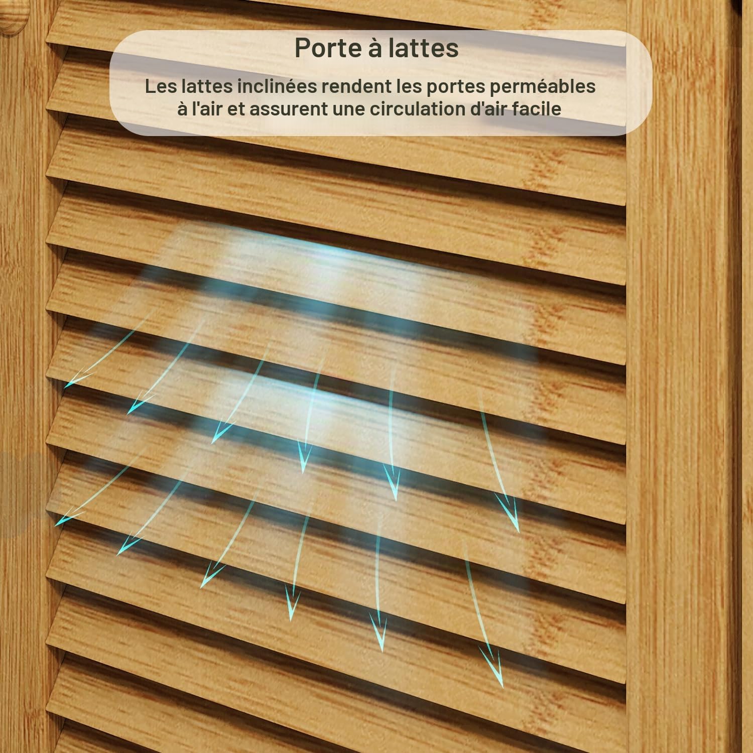 Xbro Meuble sous Lavabo Salle de Bain en Bambou, Meuble sous-Vasque avec 2 Portes à Lattes, étagère réglable, 60 x 30 x 60 cm, Naturel