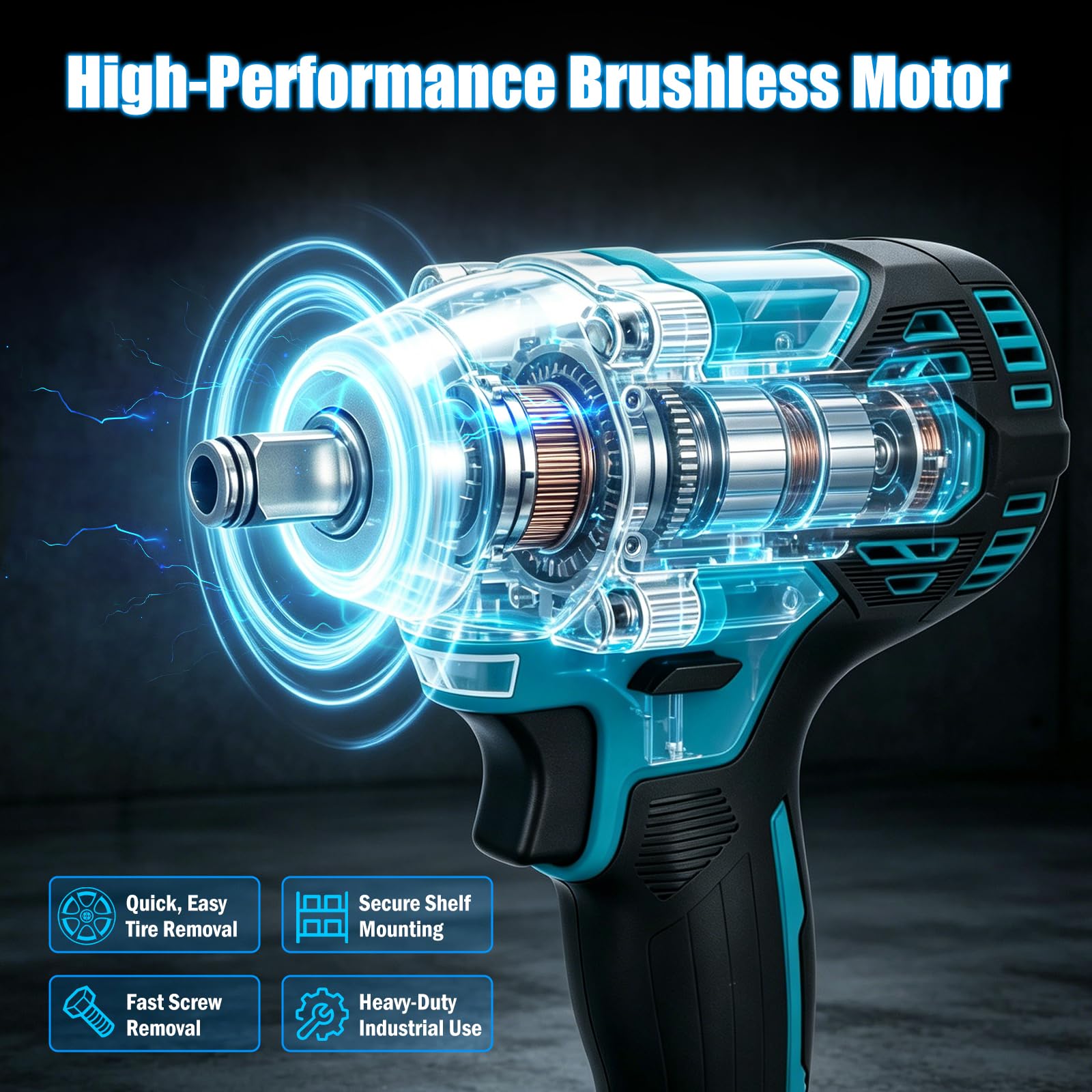 Avvitatore a Impulsi 1000Nm 3-in-1 1/2" con 2 Batterie 4Ah e Caricabatterie | Motore Brushless Silenzioso. Spegnimento Anti-perdita. LED per Aree Buie. 3 Funzioni: Trapano, Avvitatore, Chiave a Impulsi