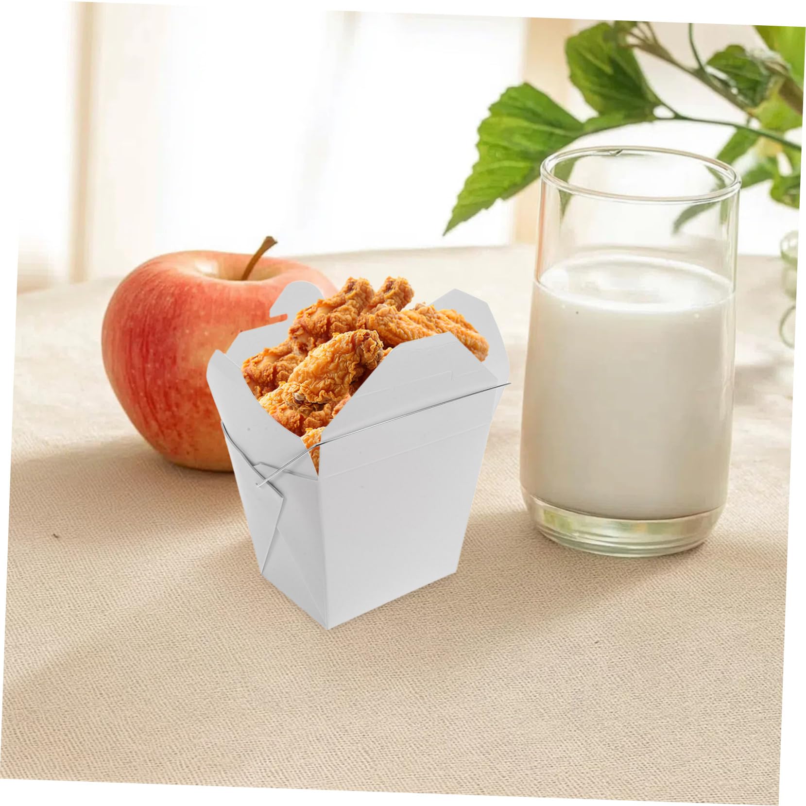 Toyvian Lot De 50 Boîtes à Emporter Chinoises 16oz Papier Blanc Carton Poignée Fil Métallique, Récipient Alimentaire Compact, Chaud Et Froid, Pour Restaurant, Pique-niques Et Service Traiteur