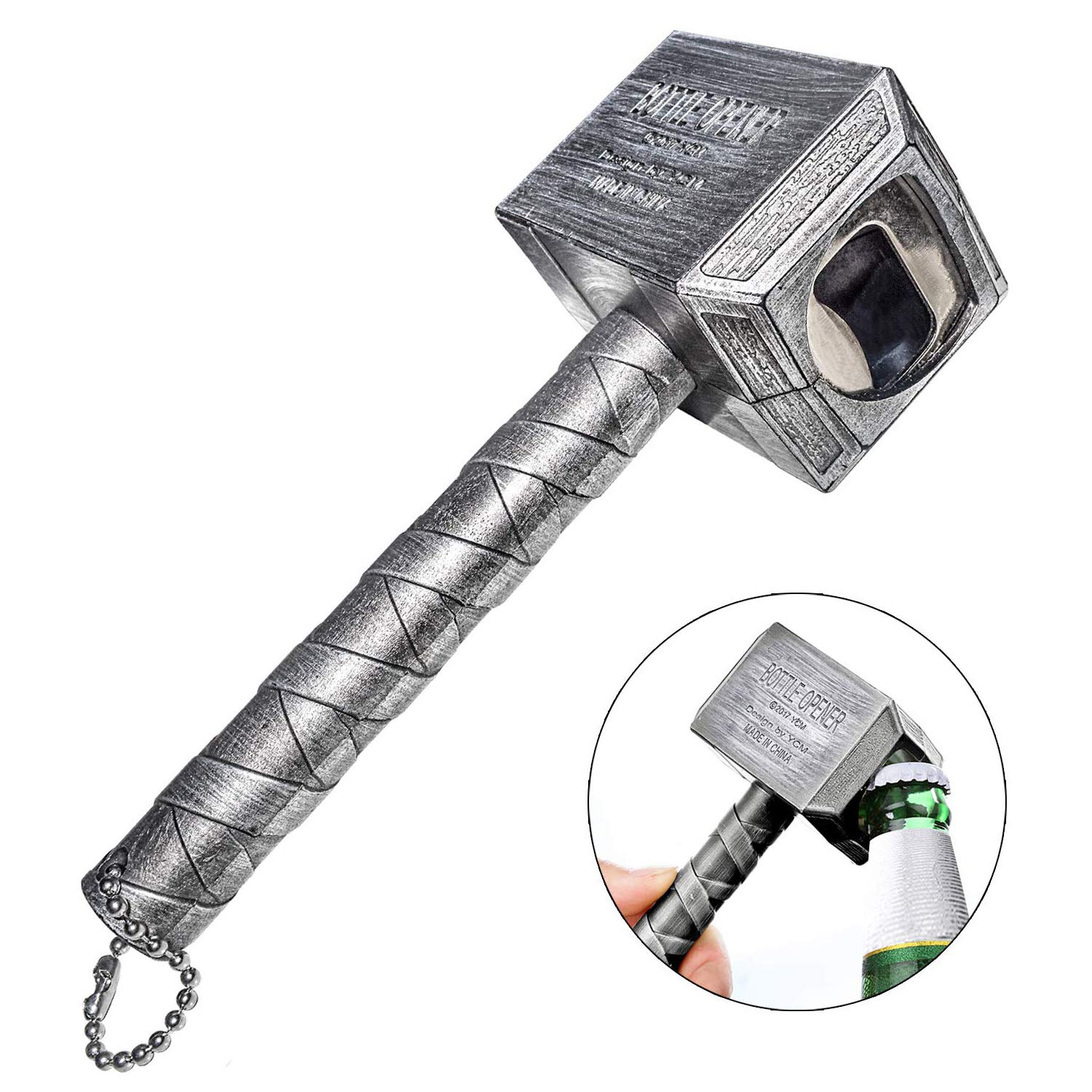VNFLYMjolnir Bottle Opener, Thor Hammer Bottle Opener, Thor Beer Bottle Opener for Bar, Party, BBQ, Camping, Beer Lovers (Silver)