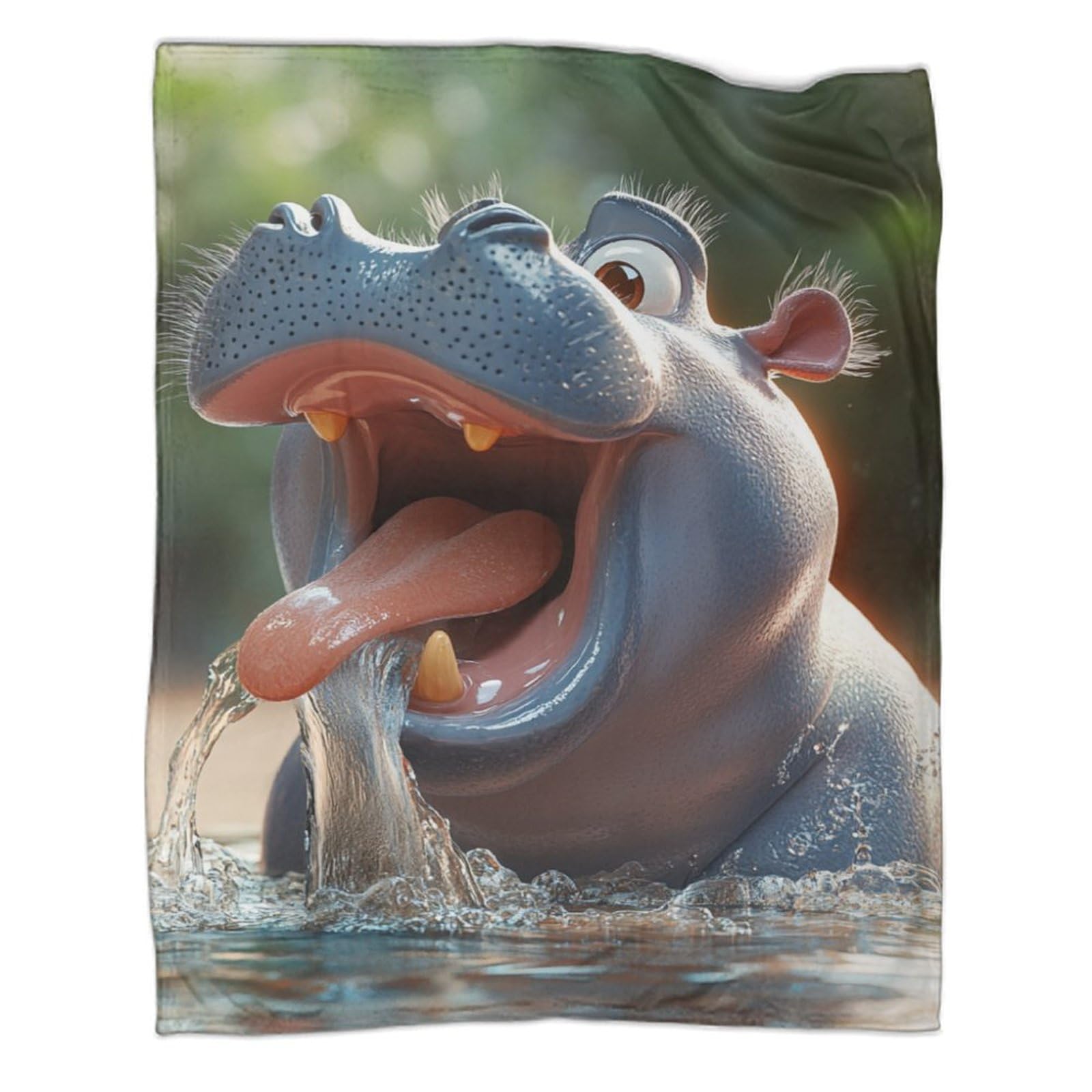 Plaid de voyage chaud hippopotame 180x200 cm idéal contre les frissons