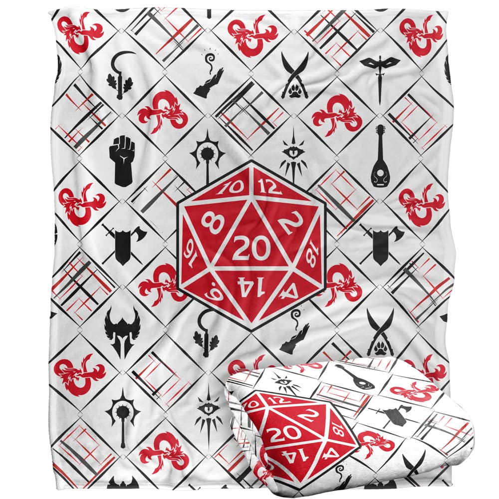 Dungeons and Dragons D20 Pattern Silky Touch Super Soft Throw Blanket 152 x 127 cm