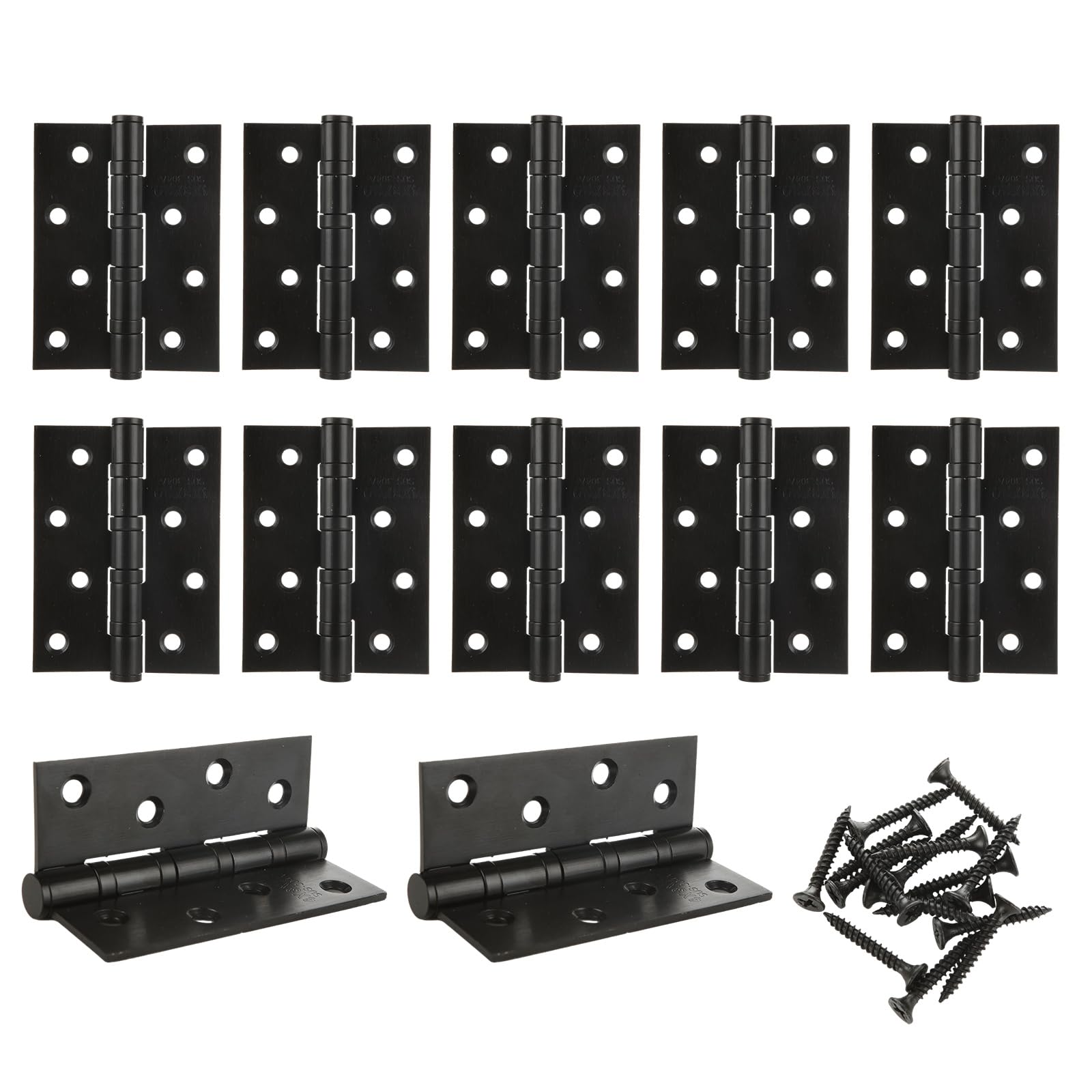 WOPPLXY 10 PCS Black Door Hinge, 4 Inch Stainless Steel Door Hinges Internal with Screws