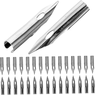 30pcs Calligraphy Pen Replacement Nibs for Students, Silver Fine Tip