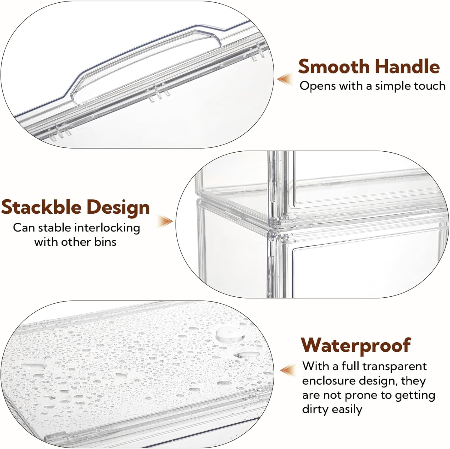 4 Pack Acrylic Display Case for Figures, 3 Tier Clear Stackable Display Box with Magnetic Door & Adjustable Shelves, Collectible Showcase for Labubu POP MART Dolls, Action Figures, Miniatures