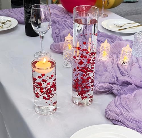 Miniatura 8 de 50 piezas de cadena de perlas para centro de mesa de velas flotantes, relleno de jarrón de perlas sintéticas moradas para decoración de mesa de boda.