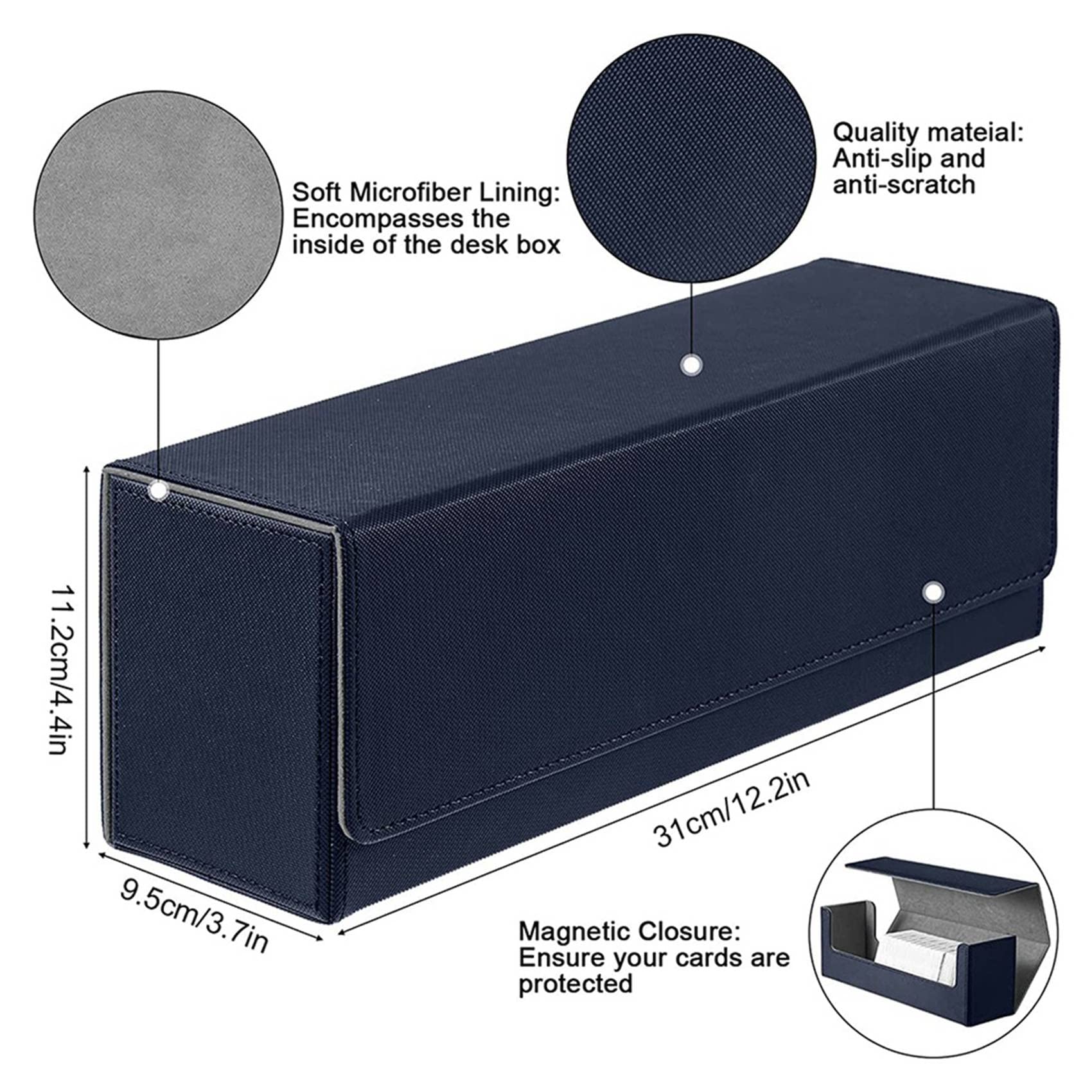 2X Desk Box 400 Pudełko na karty Deck Box ze skóry PU Pudełko do kolekcjonowania gier karcianych (niebieskie)