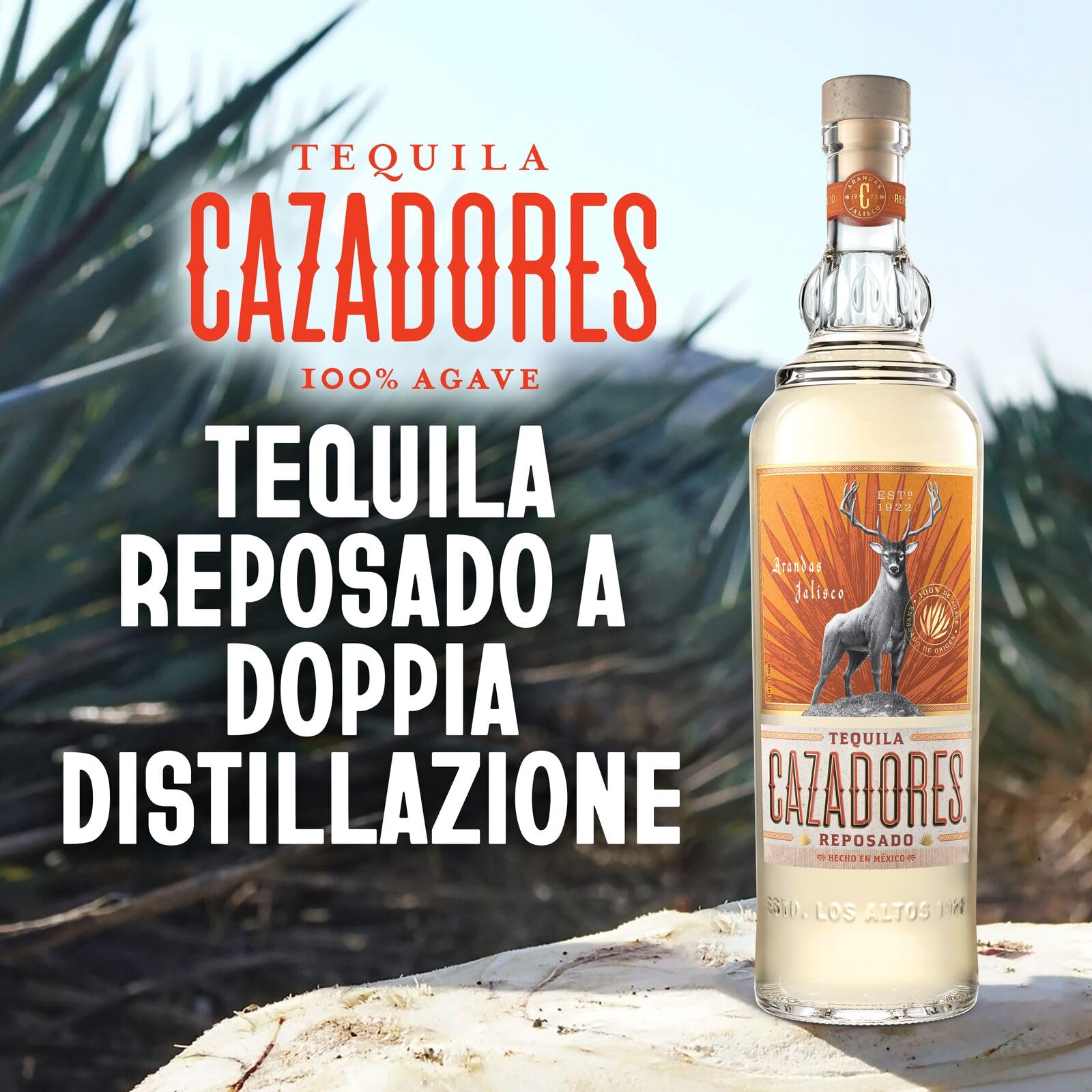 CAZADORES Tequila Reposado, 40% ABV, 70cl / 700ml, Alcool Bidistillato Prodotto con 100% Agave Blu Weber