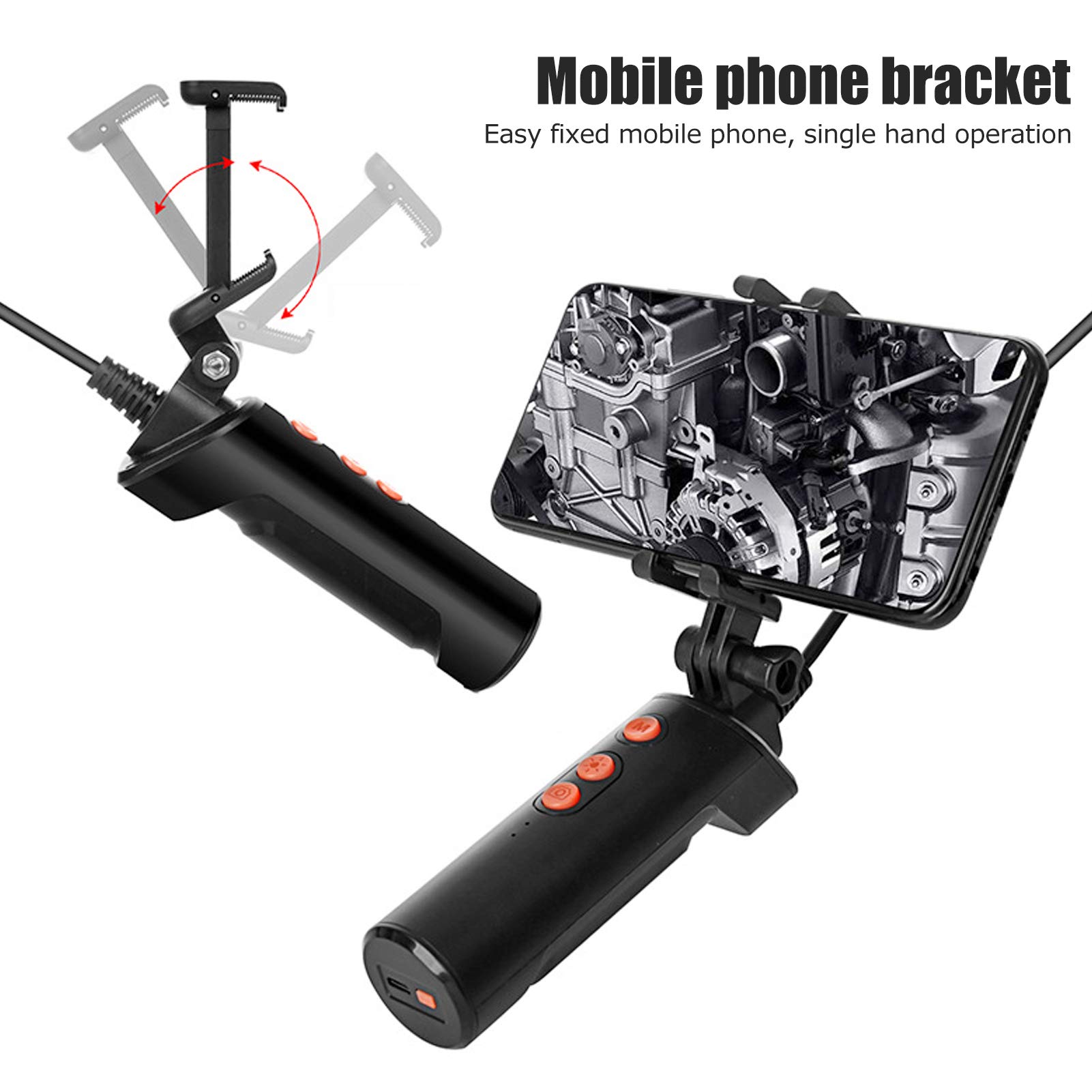 Hyuduo Periscopio da Ispezione Endoscopio WiFi Doppia Lente 1080P 2MP Fotocamera da 8 Mm IP68 Impermeabile 9 LED 5 M 16,4 Piedi Batteria Al Litio Integrata per Meccanica di Ispezione di Condutture