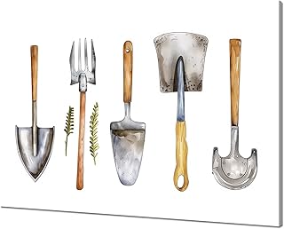 Garden Tools Wall Art, Canvas Print, Shovels, Rakes, Farm Decor, Picture...