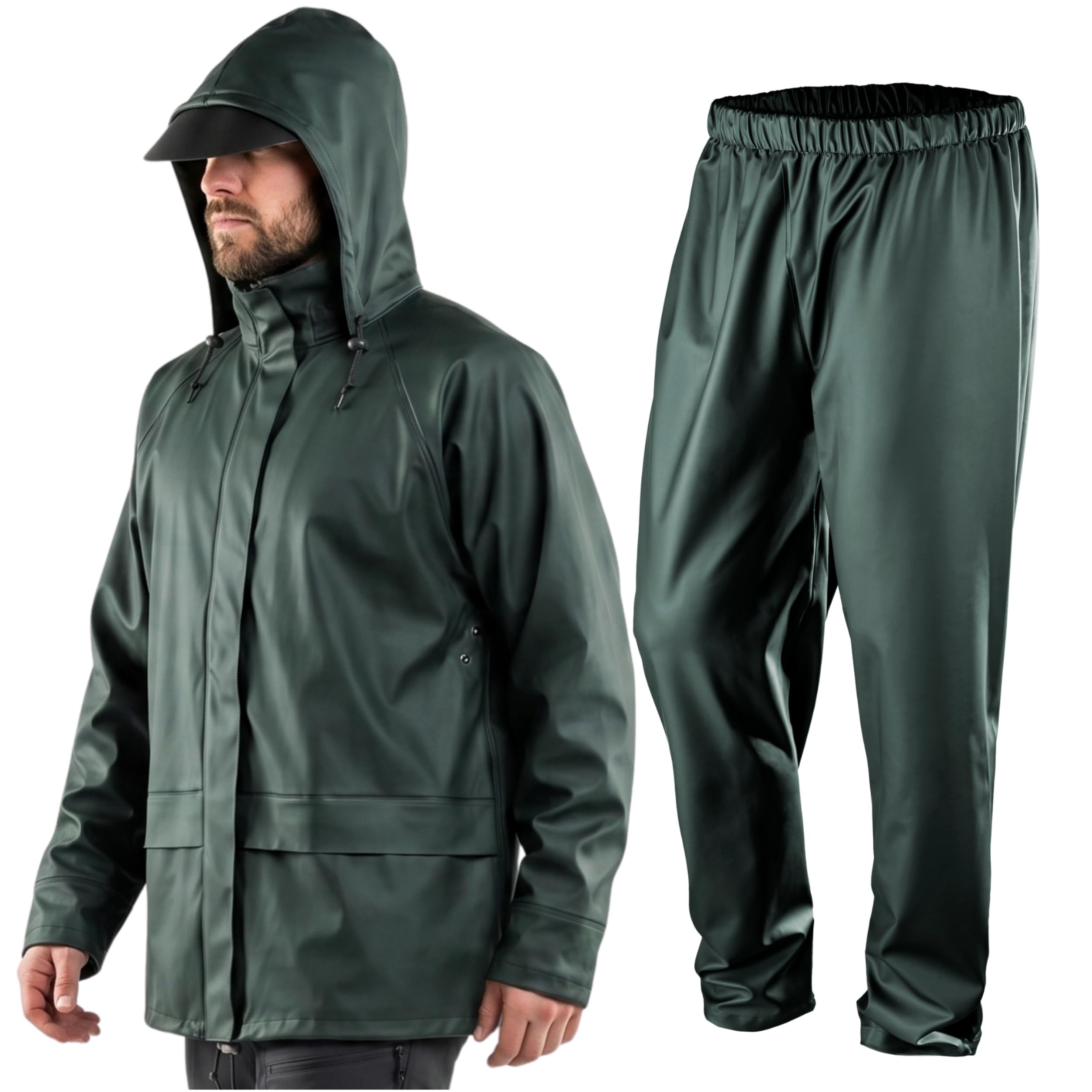 NEO TOOLS Veste de pluie pour hommes avec capuche ou set de pluie avec pantalon de pluie, taille M-3XL | Imperméable EN 343, tissu PU+PVC, 310g/m2, coutures collées, décapage à l'abri de l'eau