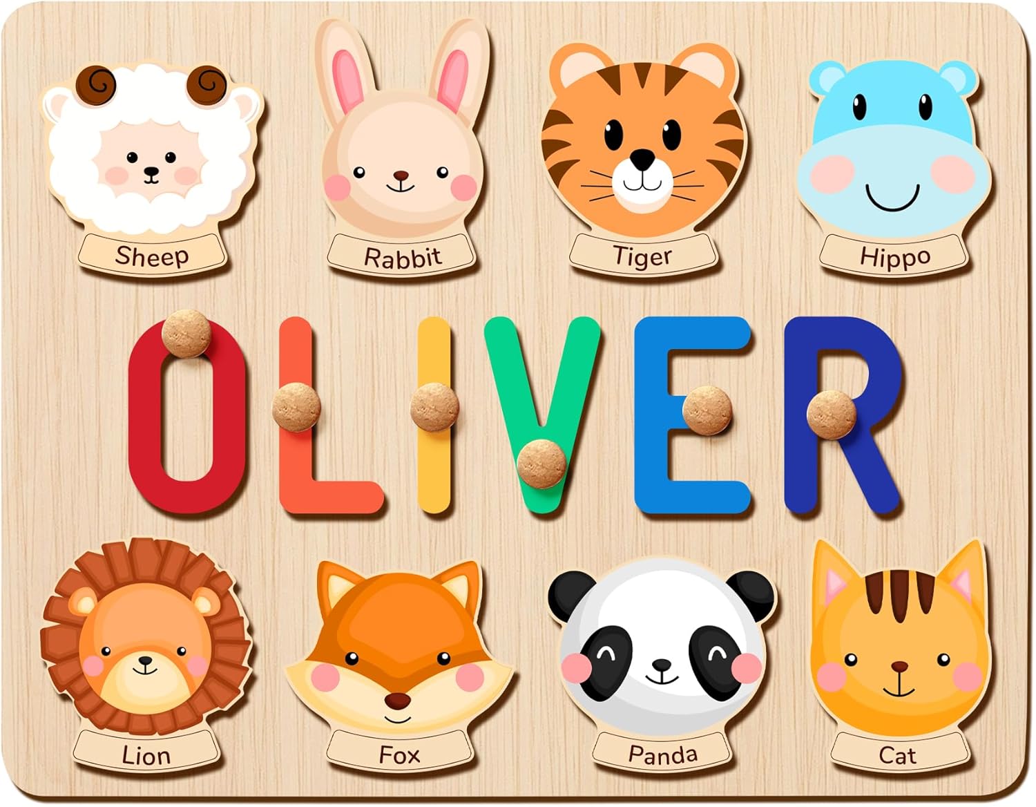Personalized Name Puzzle – Custom Wooden Puzzle for Toddlers 1-3 – Unique Baby Shower, Christmas & 1st Birthday Gift for Boys and Girls – Keepsake Montessori Toy (Vocab)