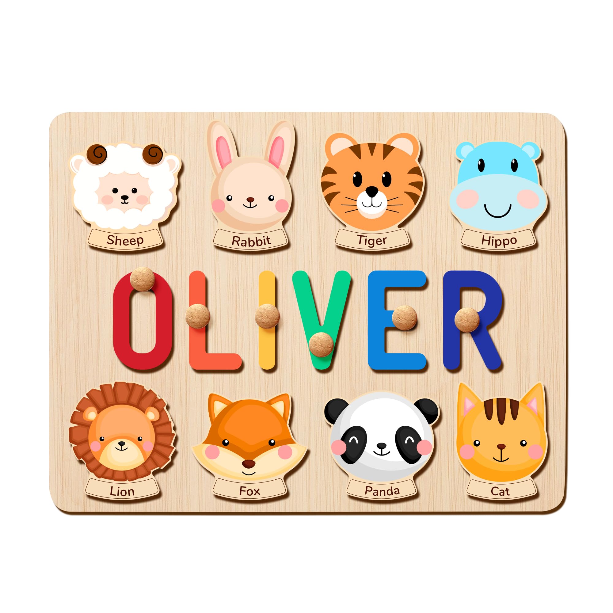 GifXify Personalised Name Puzzle for Kids | Custom Wooden Puzzles for Toddlers 1-3 | Perfect Baby Gifts for Boys & Girls | Montessori Learning Toys for Baby's First Birthday, Christmas (Vocab) — image 1