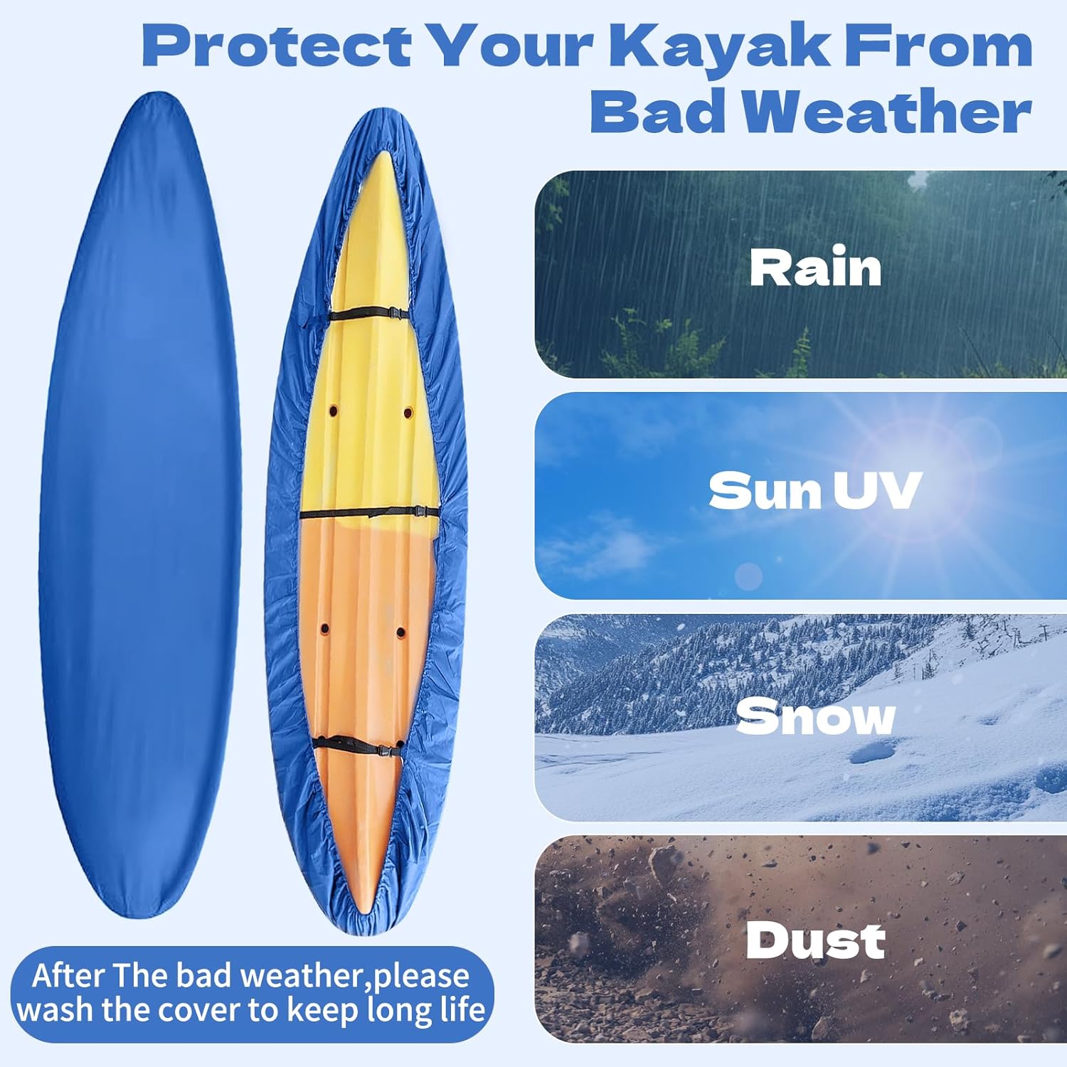 2 Pack Waterproof Kayak-Accessories，Storage Bag 3 Adjustable Buckles for Outdoor and Indoor Canoe Paddle Board Storage,