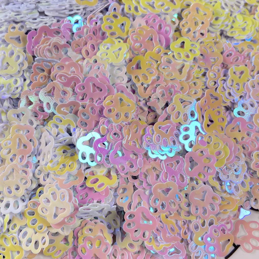 800PCS Colorful Paw Print Glitter, Dog Paw Print Table Confetti for DIY Mold Art Nail Artwork Baby Shower Wedding Birthday Party Decorations - 45g (