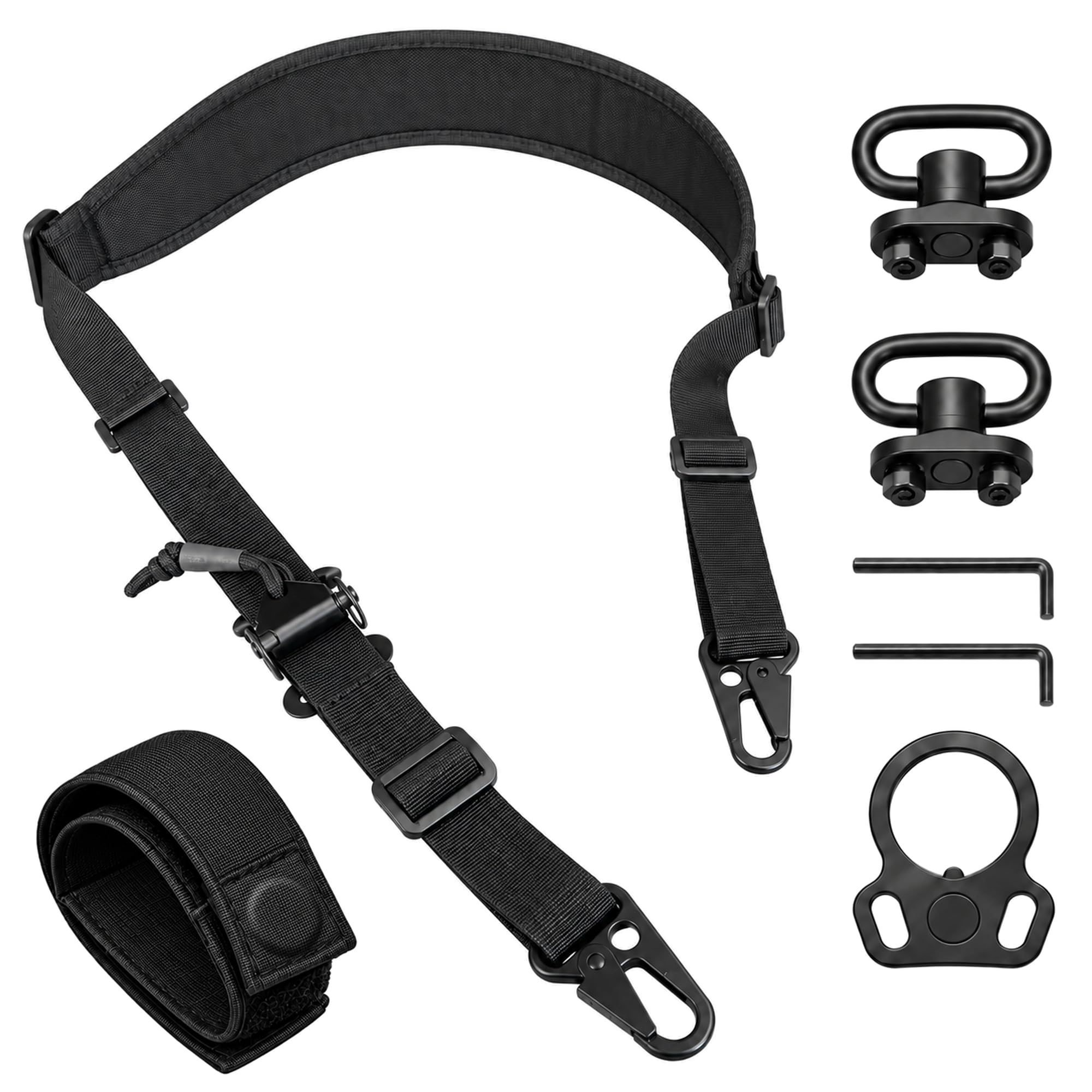 2 Point Rifle Sling, Quick Adjust Gun Sling with QD Swivel & HK Hook