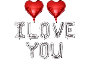 Red Heart Balloons Silver I Love You Balloons Valentines Day Decorations