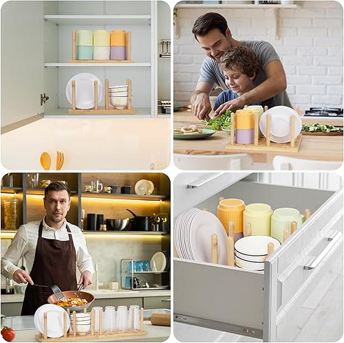 Miniatura 7 de Organizador de cajones de tablero de clavijas para cocina, organizadores de cajones de cocina para platos, platos, cuencos, condimentos, especias