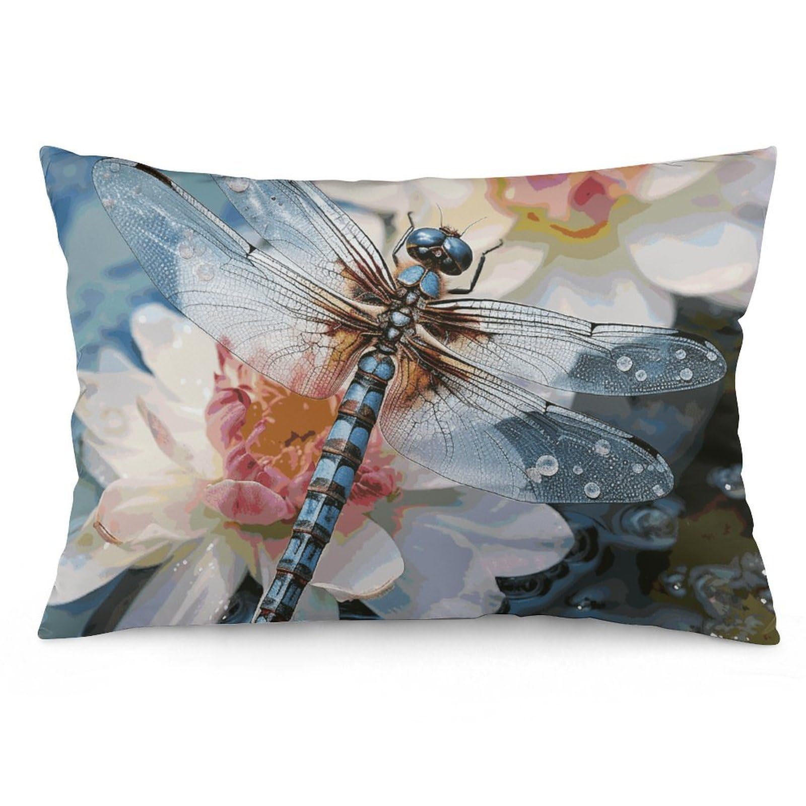 NTVOWPZO 2 Pack Decoration Throw Pillow Covers 20"x30" Pillowcases Covers Dragonfly Flower Pillowcases Modern Farmhouse Home Decor Sofa Cushions Covers for Couch Bed Living Room