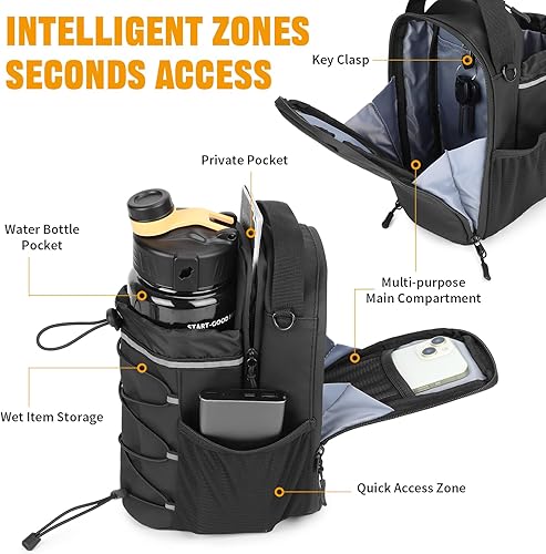 Miniatura 7 de HUNTVP Bolsa magnética para gimnasio con correa para el hombro y bolsillos para teléfono, bolsa magnética grande para botella de agua de 64 onzas