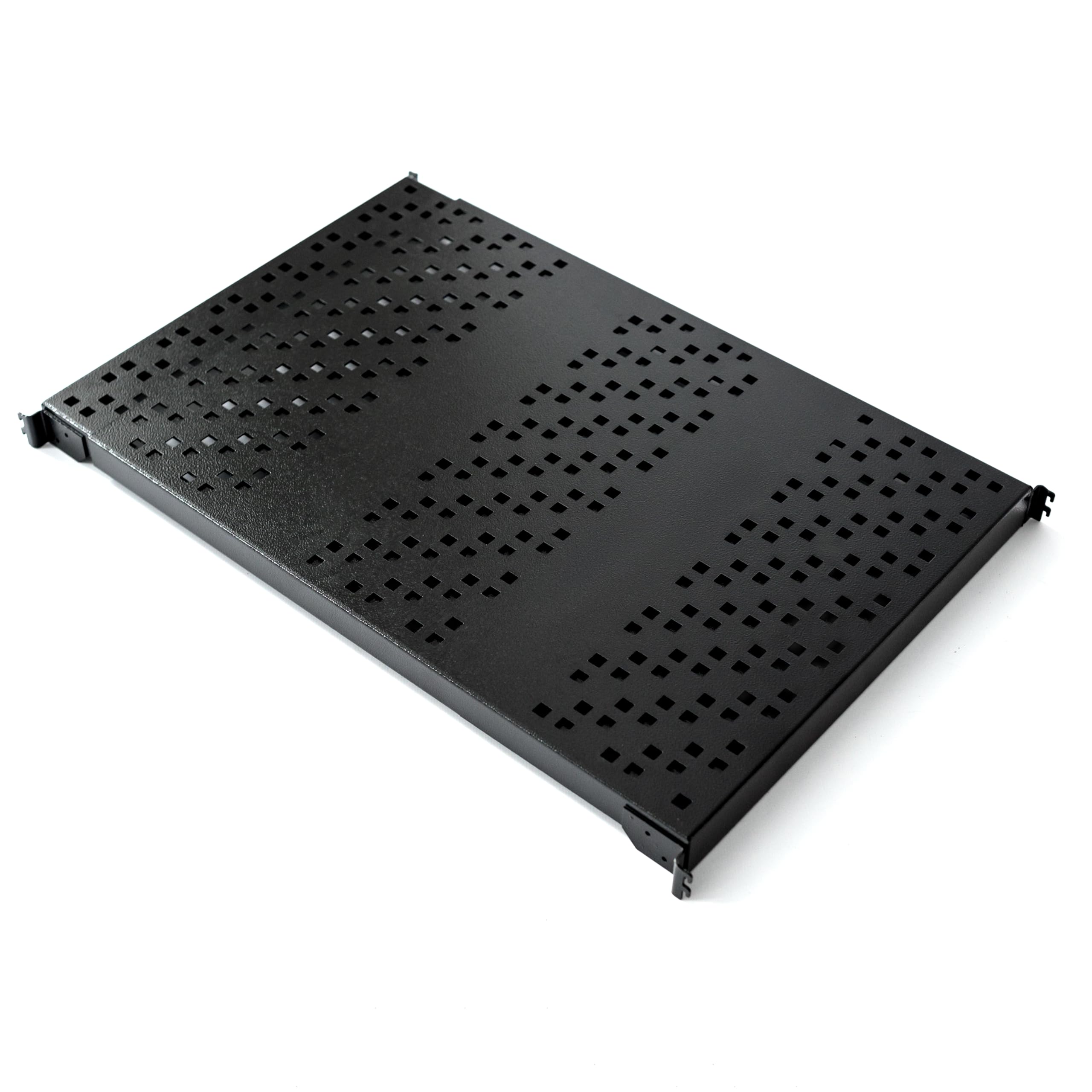SABAJ M&D Étagère Rack 19″ 1 U – Profondeur réglable, Montage sans Outil, Charge 80 kg (Noir, 675-1140 mm)